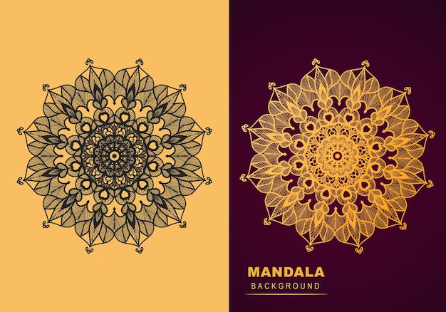 Diseño de plantilla de fondo de mandala circular de dibujo de belleza de lujo