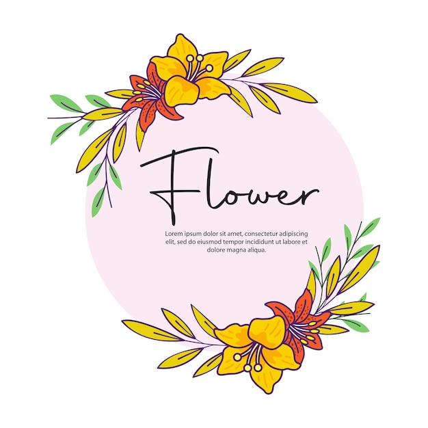 Diseño de plantilla de fondo de marco floral de boda