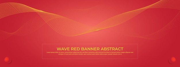 Diseño de plantilla de fondo de onda abstracta roja y dorada con fondo oscuro
