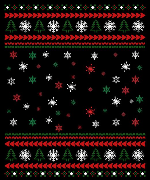 Diseño de plantilla de fondo de suéter navideño vectorial para camiseta