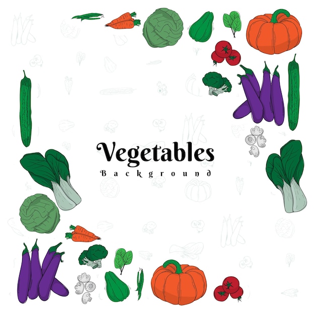 Diseño de plantilla de fondo con verduras en diseño colorido