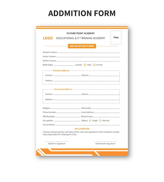 Diseño de la plantilla del formulario de admisión