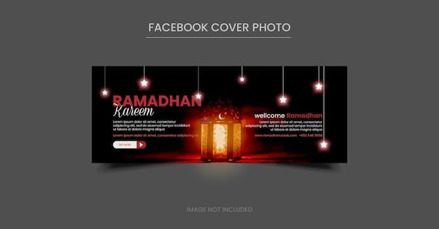 Vector diseño de plantilla de foto de portada de facebook de redes sociales de ramadhan kareem black