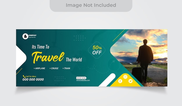 Diseño de plantilla de foto de portada de facebook de viaje