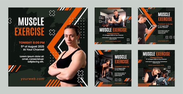 Vector diseño de plantilla de gimnasio de publicaciones de instagram