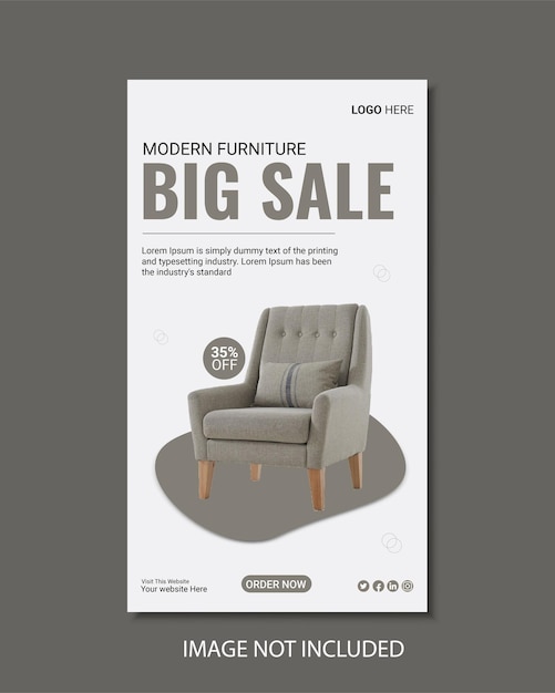diseño de plantilla de historia de instagram y facebook de venta de muebles vectoriales