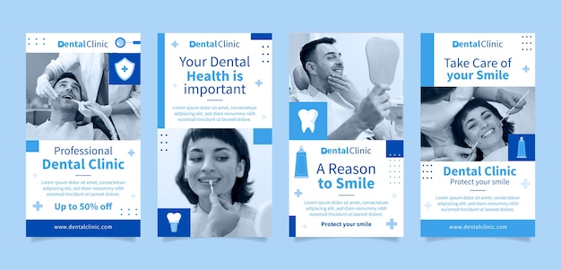 Diseño de plantilla de historias de instagram de clínica dental