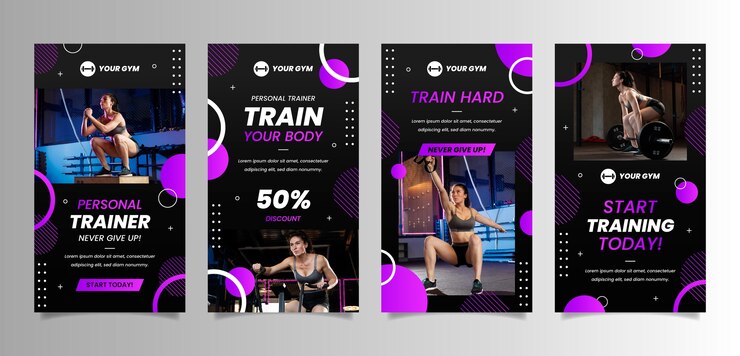 Vector diseño de plantilla de historias de instagram de entrenador personal