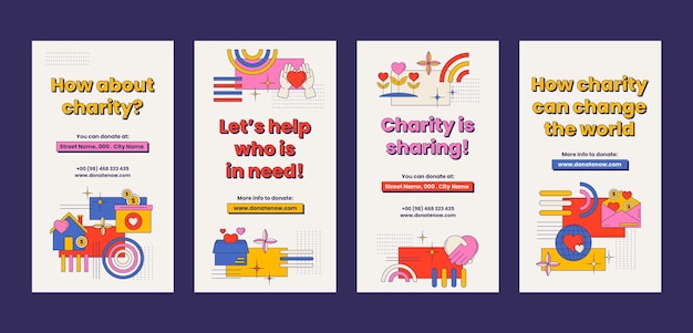 Vector diseño de plantilla de historias de instagram de evento de caridad