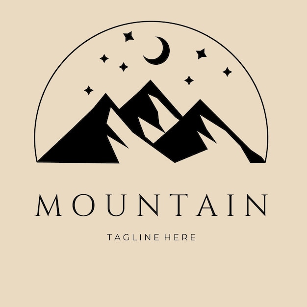 Diseño de plantilla de icono de logotipo de montaña con ilustración de vector de emblema