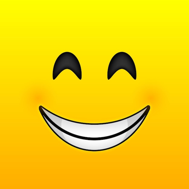 Diseño de plantilla de icono de sonrisa Logotipo de vector de emoticono minimalista sonriente sobre un fondo amarillo Expresión de emoción de primer plano Ilustración vectorial