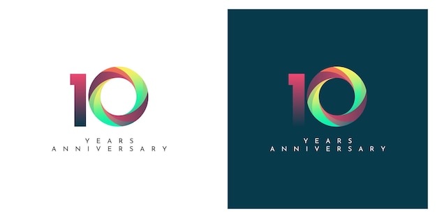 Diseño de plantilla de ilustración de celebración de aniversario de 10 años