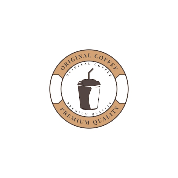 Diseño de plantilla de ilustración clásica de logotipo de bebida de cafetería