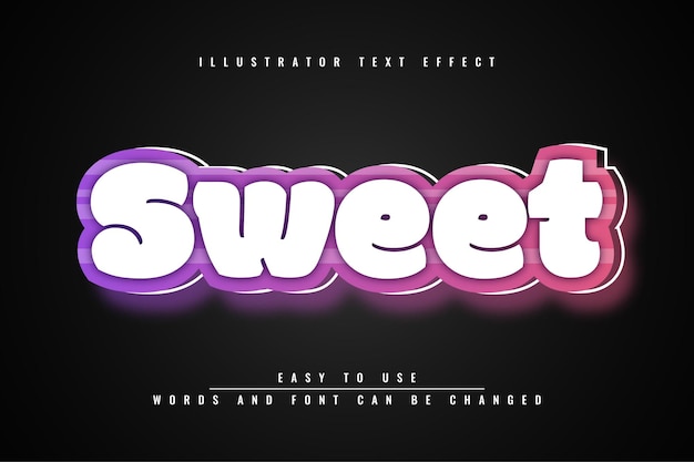 Diseño de plantilla de ilustración de efecto de texto editable dulce