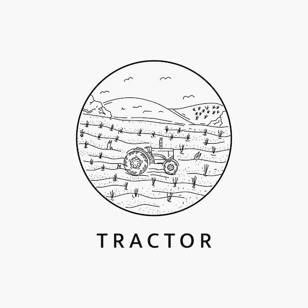 Vector diseño de plantilla de ilustración de la línea de arte del logotipo del tractor minimalista