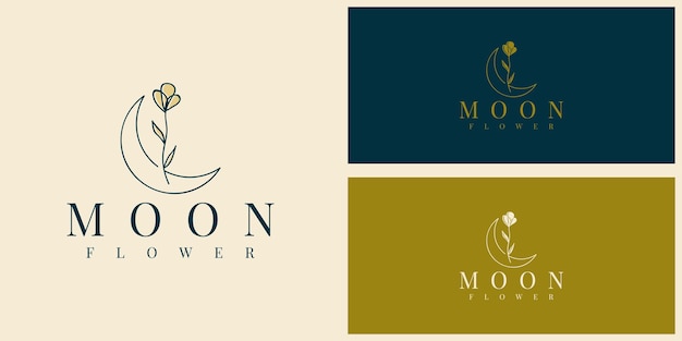 Diseño de plantilla de ilustración de logotipo simple de flor de luna