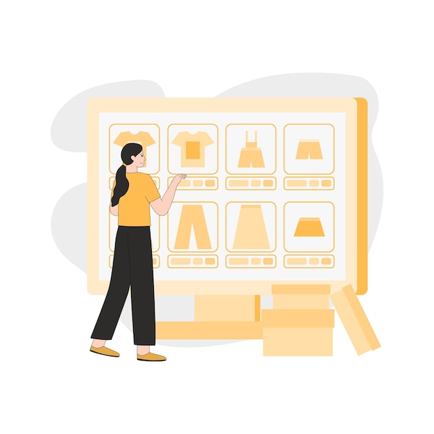 Diseño de plantilla de ilustración plana mujer tienda online