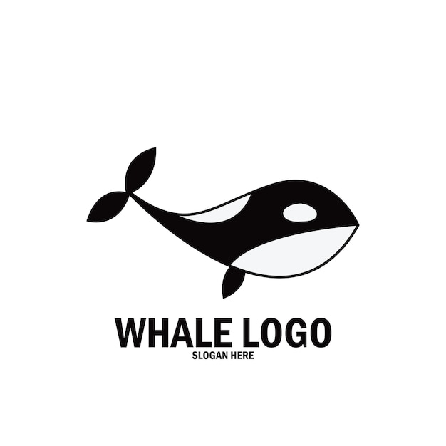 Diseño de plantilla de ilustración de vector de icono de logotipo simple de ballena