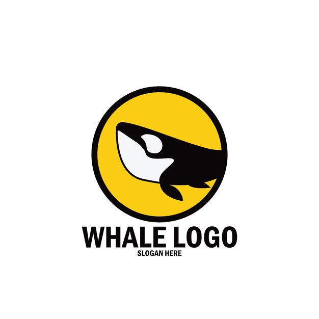 Diseño de plantilla de ilustración de vector de icono de logotipo simple de ballena