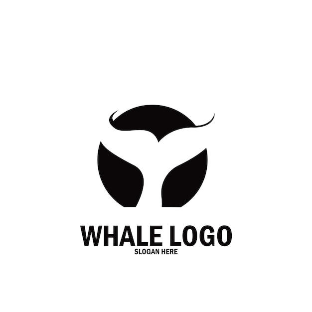 Diseño de plantilla de ilustración de vector de icono de logotipo simple de ballena