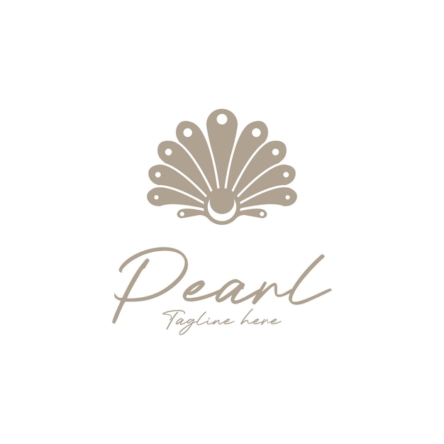 Diseño de plantilla de ilustración vectorial del icono del logotipo de la concha de perla Oyster Scallop