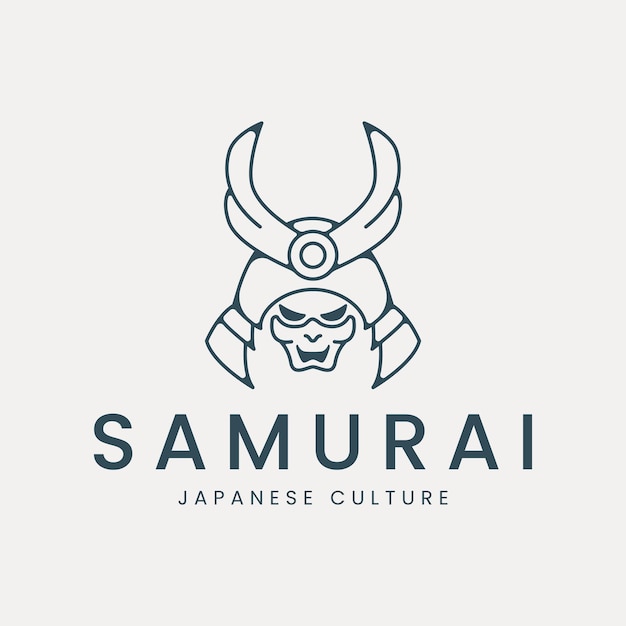 diseño de plantilla de ilustración vectorial del logotipo de arte lineal de máscara samurai