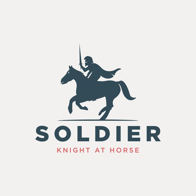 Diseño de plantilla de ilustración vintage de vector de logotipo de caballo caballero