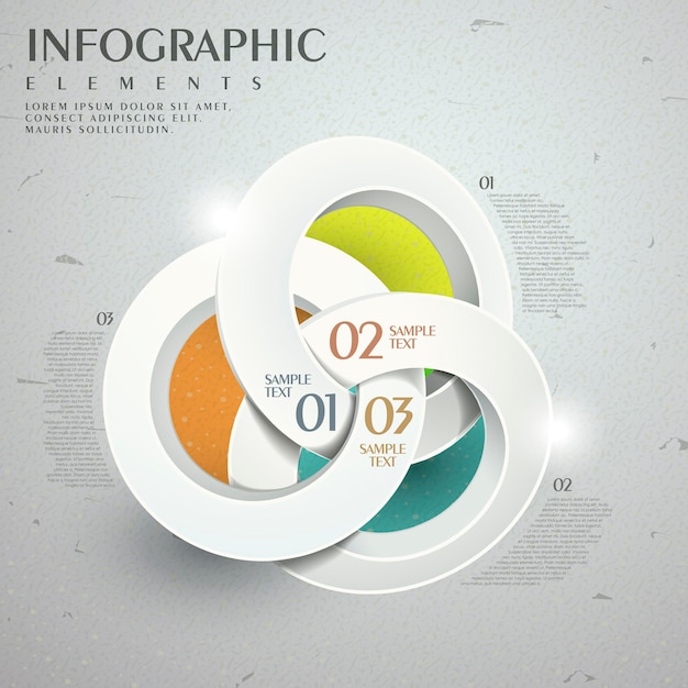 Diseño de plantilla de infografía abstracta con elementos de anillos