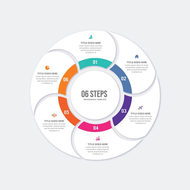 Diseño de plantilla de infografía de ciclo circular con 6 opciones