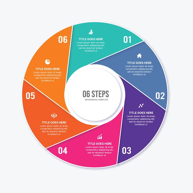 Diseño de plantilla de infografía de ciclo circular con 6 opciones