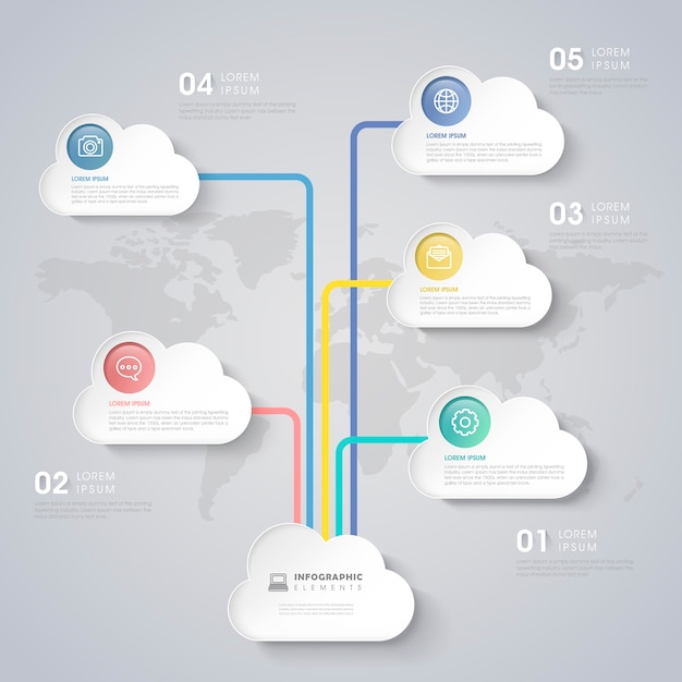 Diseño de plantilla de infografía creativa con opciones de banner en la nube