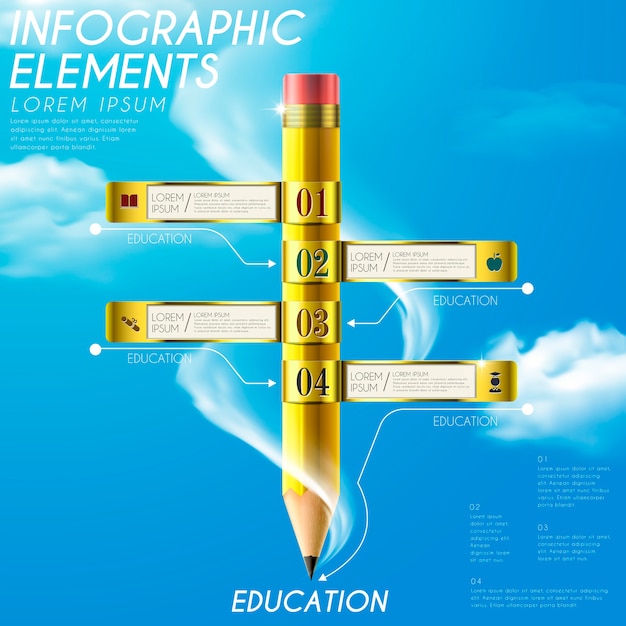 Diseño de plantilla de infografía de educación con lápiz y señal de tráfico