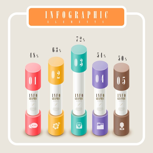 Diseño de plantilla de infografía elegante con elemento de gráfico de columnas