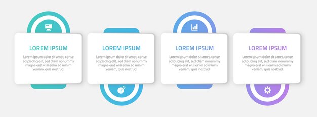 Diseño de plantilla de infografía empresarial con 4 opciones o pasos.