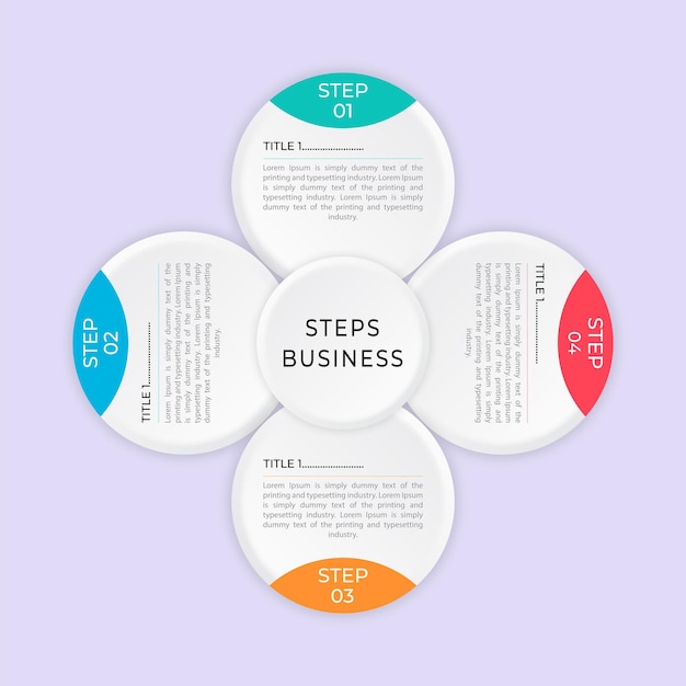 Diseño de plantilla de infografía empresarial de 4 pasos