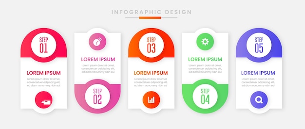 Diseño de plantilla de infografía empresarial con 5 opciones o pasos