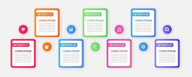 Diseño de plantilla de infografía empresarial con 7 opciones o pasos