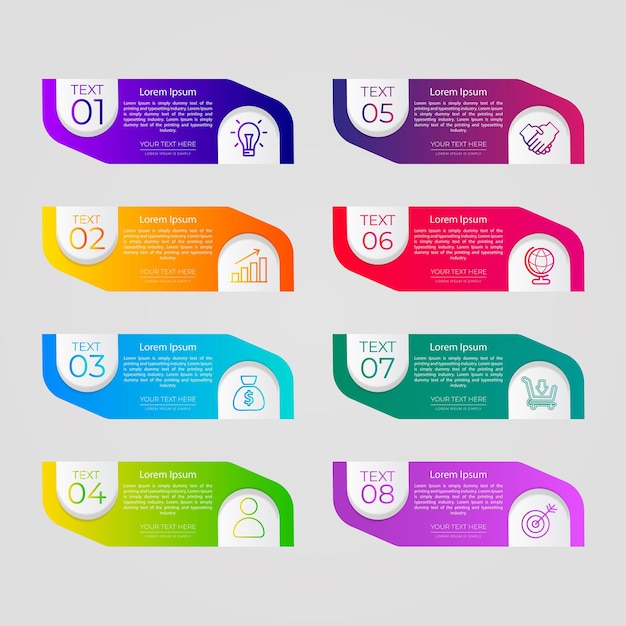 Diseño de plantilla de infografía empresarial de 8 pasos