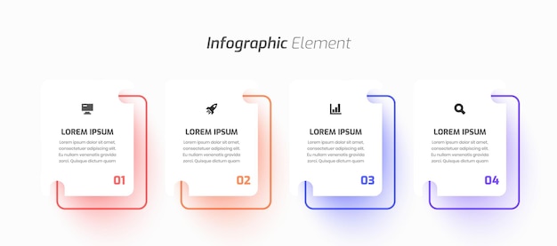 Diseño de plantilla de infografía empresarial con diseño abstracto, icono y 4 números para presentación