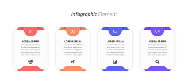 Diseño de plantilla de infografía empresarial con diseño abstracto, icono y 4 números para presentación