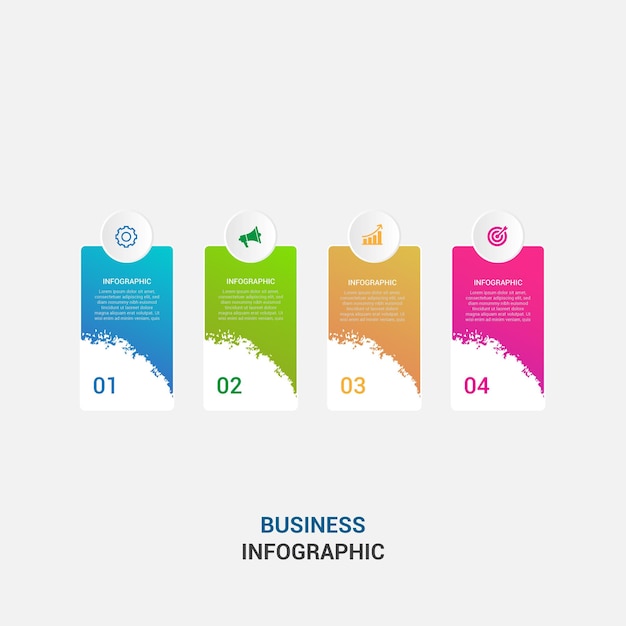 Diseño de plantilla de infografía empresarial de gradiente vectorial con números