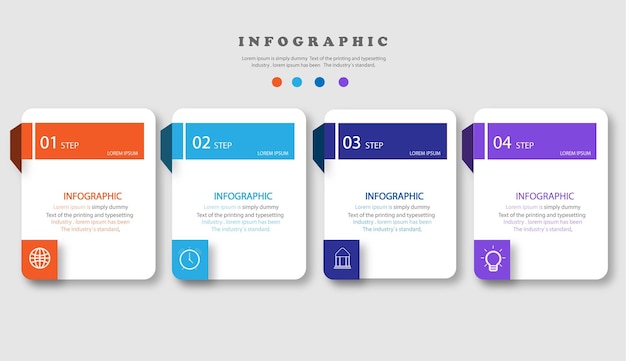 Diseño de plantilla de infografía empresarial moderna de cuatro pasos