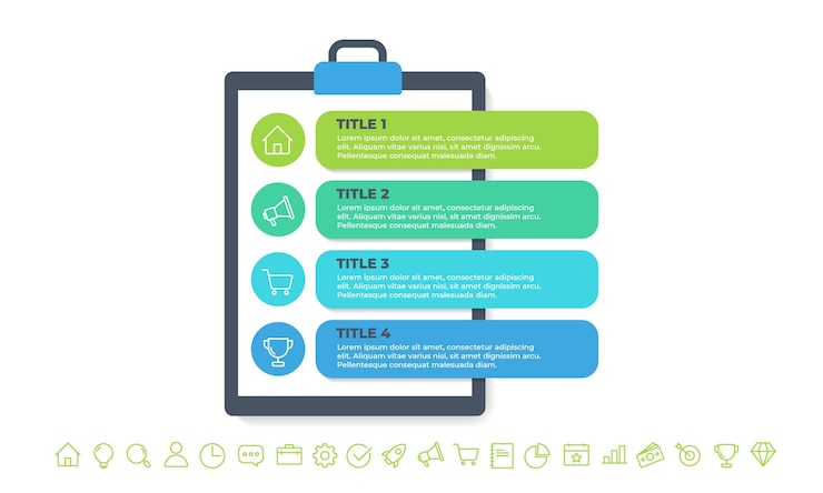 Vector diseño de plantilla de infografía empresarial de tablero de lista de verificación