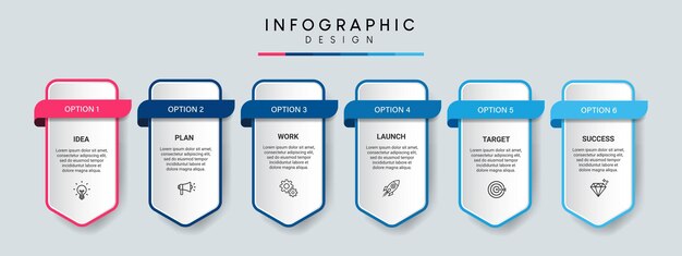 Diseño de plantilla de infografía de línea de tiempo empresarial de pasos