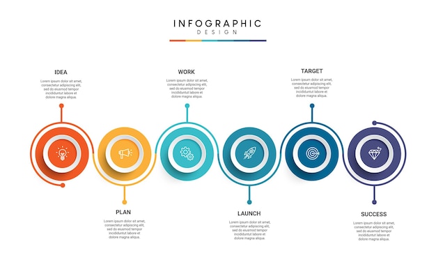 Diseño de plantilla de infografía de línea de tiempo empresarial de pasos