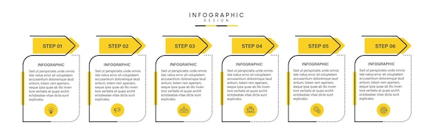 Diseño de plantilla de infografía de línea de tiempo de negocios de pasos