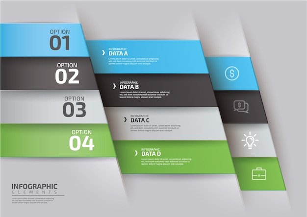 Diseño de plantilla de infografía de línea de tiempo de paso colorido realista de gradiente de cuatro pasos