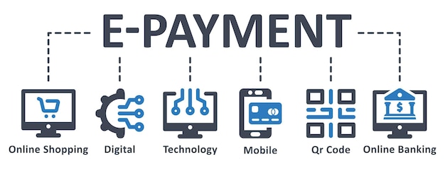 Diseño de plantilla de infografía de pago electrónico con concepto de negocio de ilustración de vector de iconos