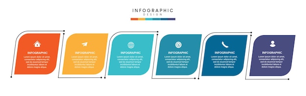 Diseño de plantilla de infografía de proceso de línea de tiempo de negocio de pasos con iconos