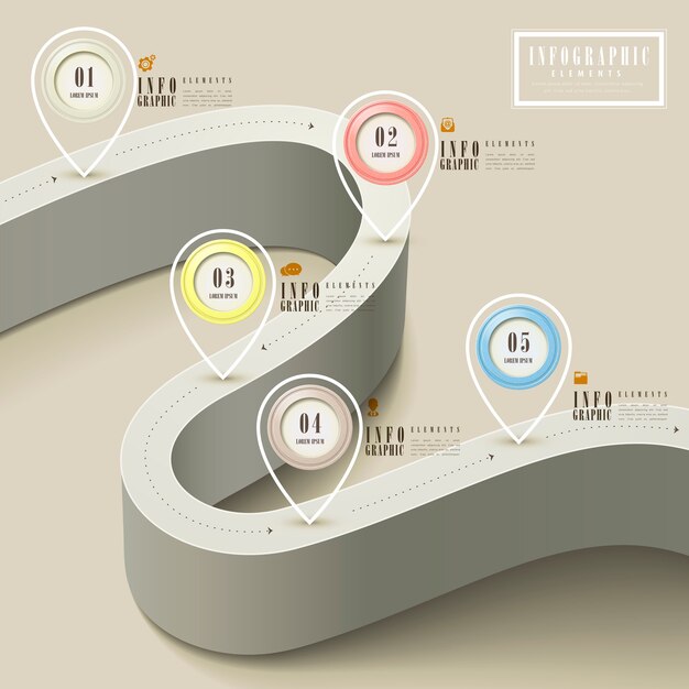 Diseño de plantilla de infografía de simplicidad con carretera extendida